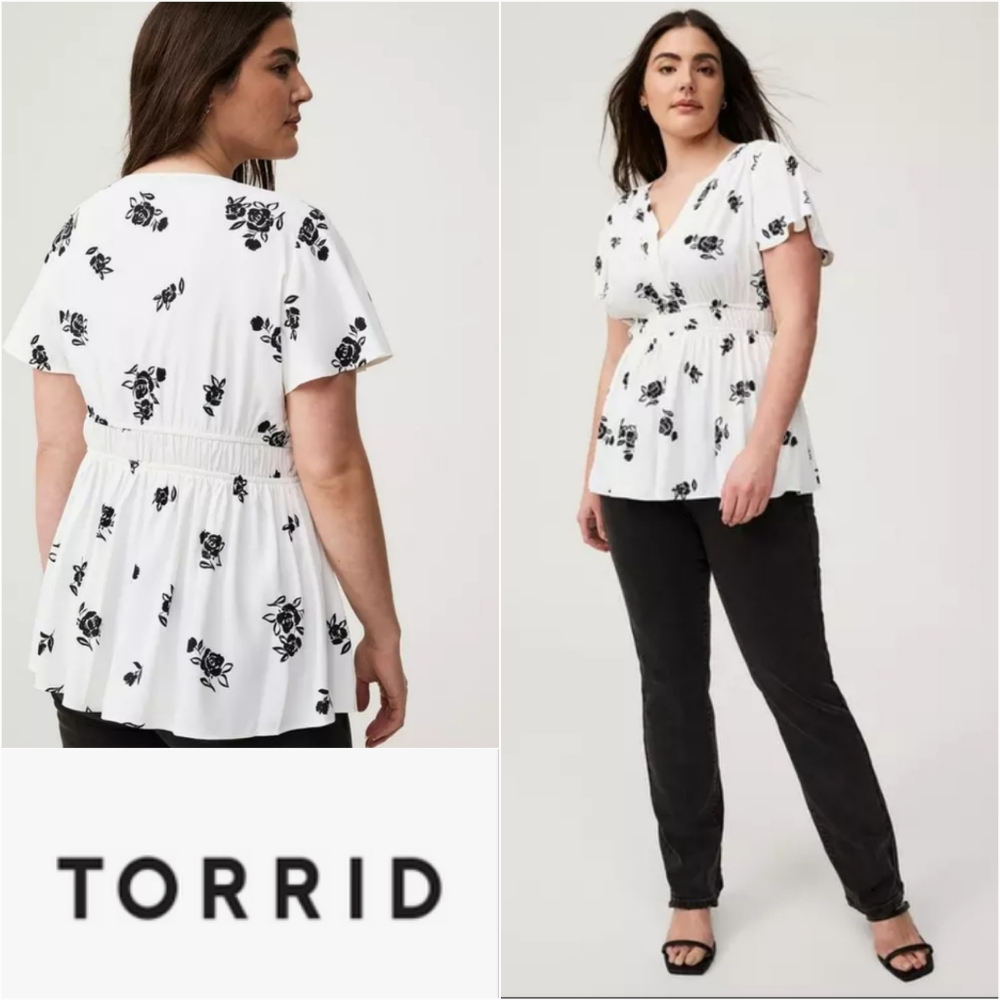 TORRID Babydoll Flutter Sleeve Blouse Size 0/12/Large